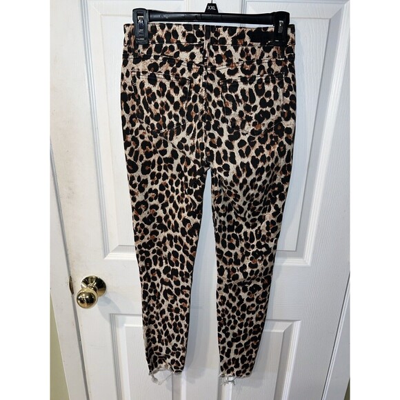 PAIGE Hoxton Ankle Leopard Print Jeans Womens Size 27 Distressed Raw Hem rocker - Picture 9 of 10